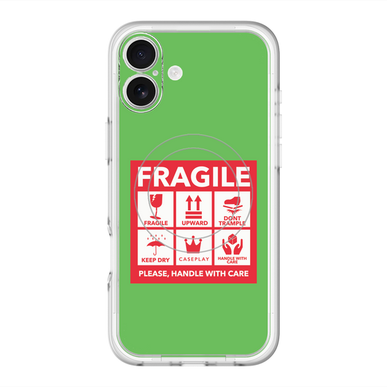 スリムプロテクションプレミアムケース with MagSafe［ FRAGILE Sticker - Green ］