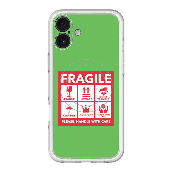 スリムプロテクションプレミアムケース with MagSafe［ FRAGILE Sticker - Green ］