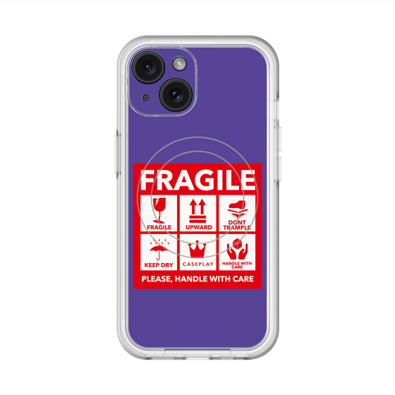 スリムプロテクションプレミアムケース with MagSafe［ FRAGILE Sticker - Purple ］
