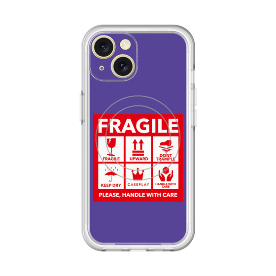 スリムプロテクションプレミアムケース with MagSafe［ FRAGILE Sticker - Purple ］