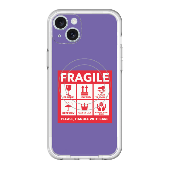 スリムプロテクションプレミアムケース with MagSafe［ FRAGILE Sticker - Purple ］