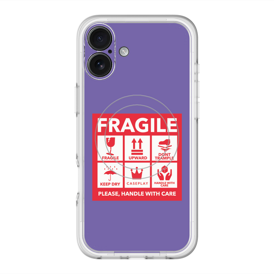 スリムプロテクションプレミアムケース with MagSafe［ FRAGILE Sticker - Purple ］