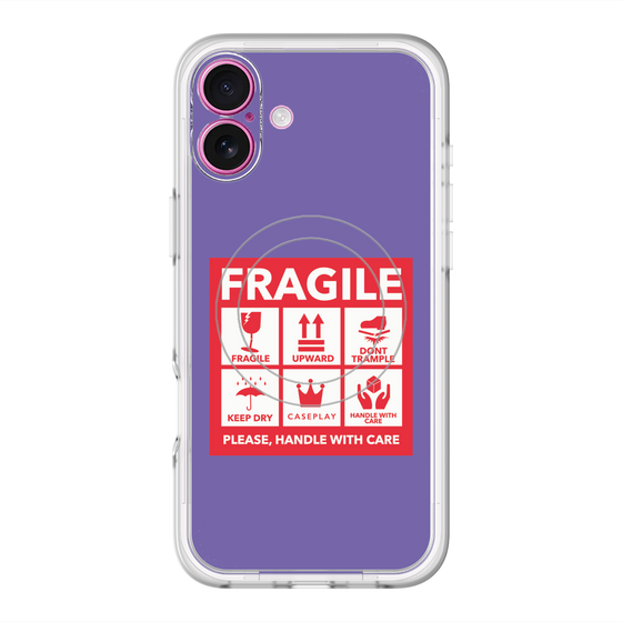 スリムプロテクションプレミアムケース with MagSafe［ FRAGILE Sticker - Purple ］