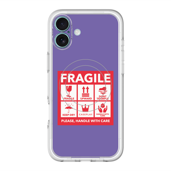 スリムプロテクションプレミアムケース with MagSafe［ FRAGILE Sticker - Purple ］