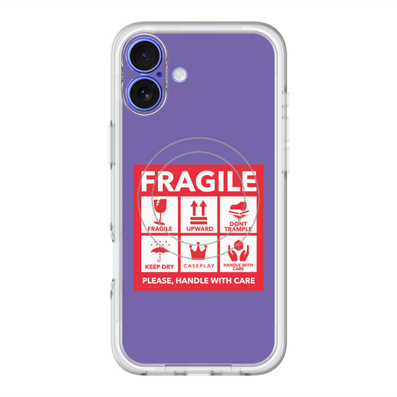スリムプロテクションプレミアムケース with MagSafe［ FRAGILE Sticker - Purple ］