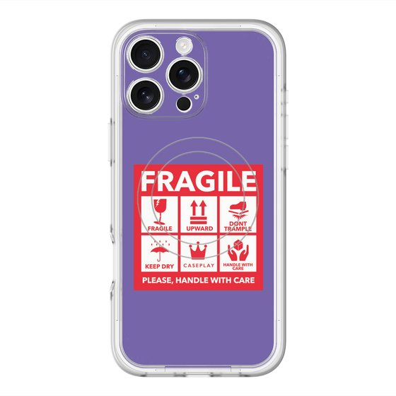 スリムプロテクションプレミアムケース with MagSafe［ FRAGILE Sticker - Purple ］