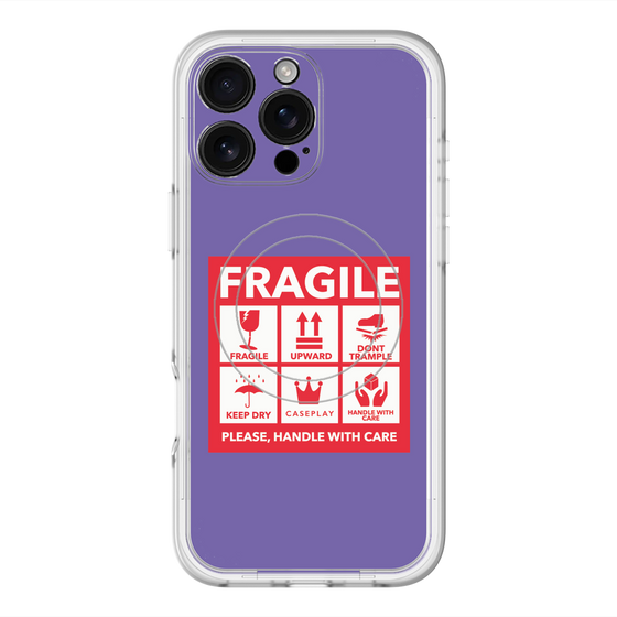 スリムプロテクションプレミアムケース with MagSafe［ FRAGILE Sticker - Purple ］