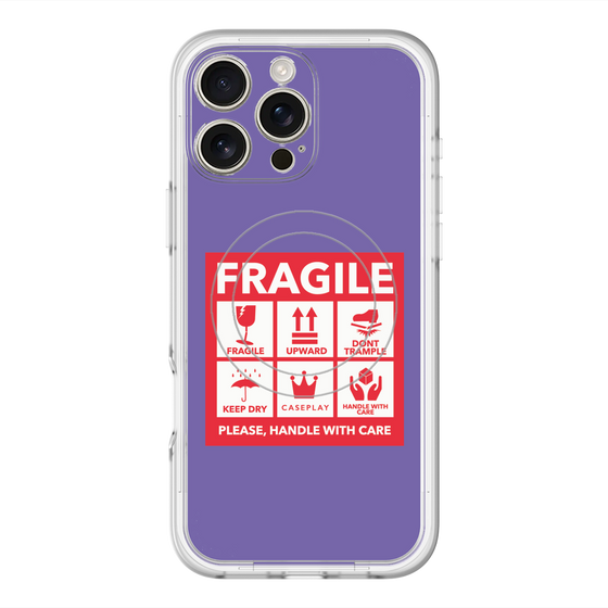 スリムプロテクションプレミアムケース with MagSafe［ FRAGILE Sticker - Purple ］