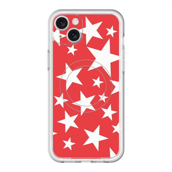 スリムプロテクションプレミアムケース with MagSafe［ Stars - Red ］