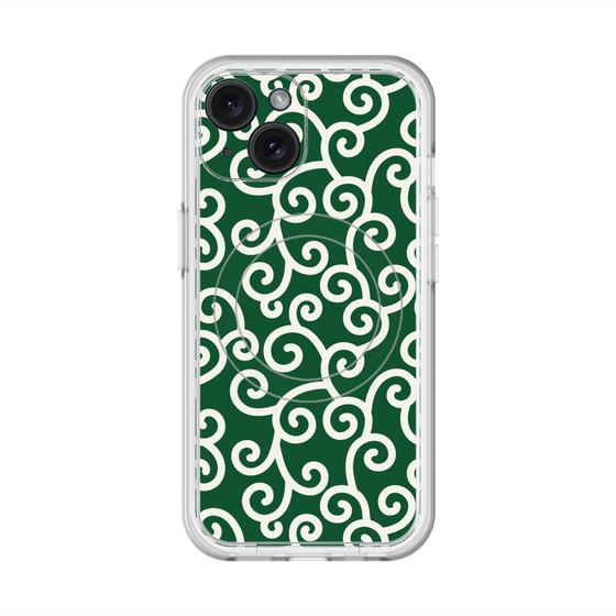 スリムプロテクションプレミアムケース with MagSafe［ 唐草模様 - Green ］