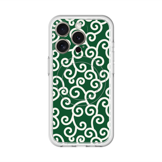 スリムプロテクションプレミアムケース with MagSafe［ 唐草模様 - Green ］