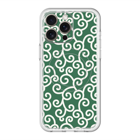 スリムプロテクションプレミアムケース with MagSafe［ 唐草模様 - Green ］