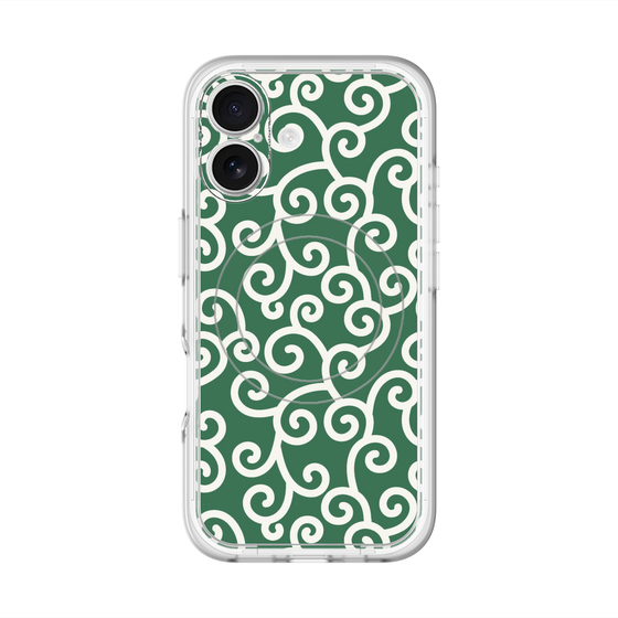 スリムプロテクションプレミアムケース with MagSafe［ 唐草模様 - Green ］