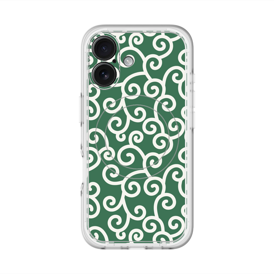 スリムプロテクションプレミアムケース with MagSafe［ 唐草模様 - Green ］