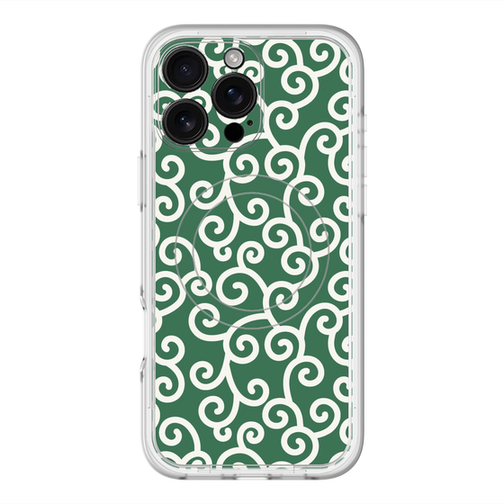 スリムプロテクションプレミアムケース with MagSafe［ 唐草模様 - Green ］