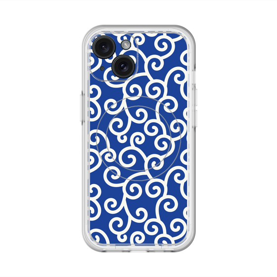 スリムプロテクションプレミアムケース with MagSafe［ 唐草模様 - Blue ］