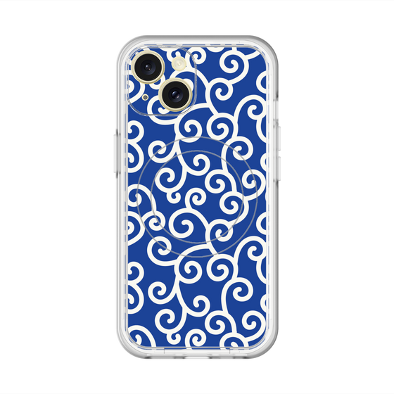 スリムプロテクションプレミアムケース with MagSafe［ 唐草模様 - Blue ］