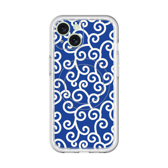 スリムプロテクションプレミアムケース with MagSafe［ 唐草模様 - Blue ］