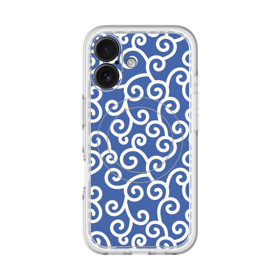 スリムプロテクションプレミアムケース with MagSafe［ 唐草模様 - Blue ］