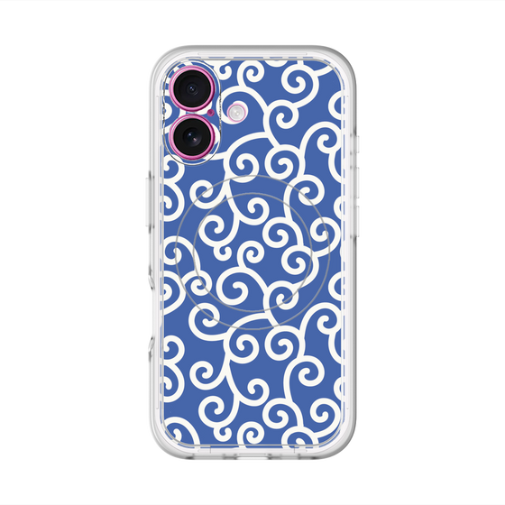 スリムプロテクションプレミアムケース with MagSafe［ 唐草模様 - Blue ］