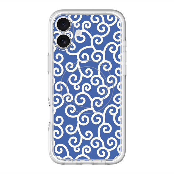 スリムプロテクションプレミアムケース with MagSafe［ 唐草模様 - Blue ］