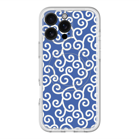 スリムプロテクションプレミアムケース with MagSafe［ 唐草模様 - Blue ］