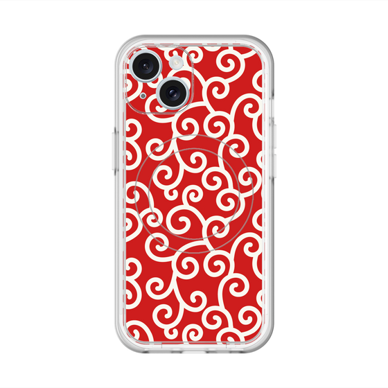 スリムプロテクションプレミアムケース with MagSafe［ 唐草模様 - Red ］