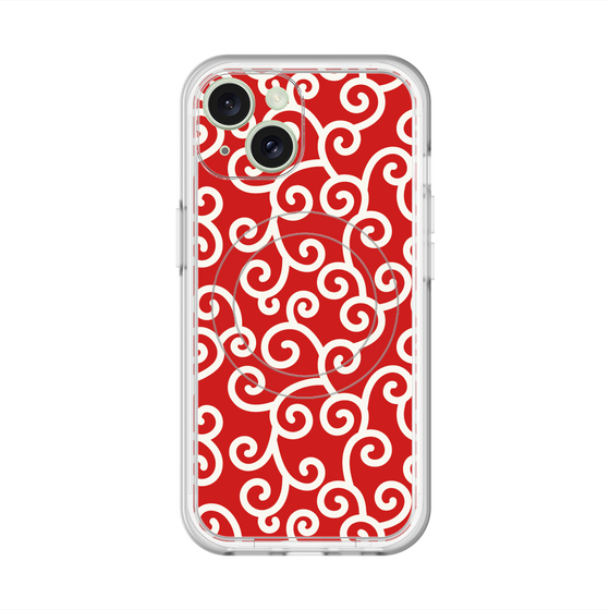 スリムプロテクションプレミアムケース with MagSafe［ 唐草模様 - Red ］