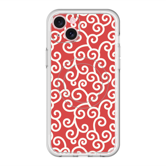 スリムプロテクションプレミアムケース with MagSafe［ 唐草模様 - Red ］