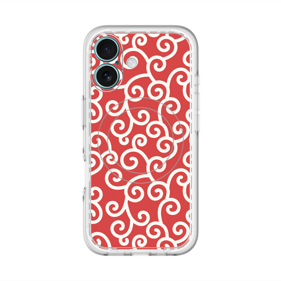 スリムプロテクションプレミアムケース with MagSafe［ 唐草模様 - Red ］
