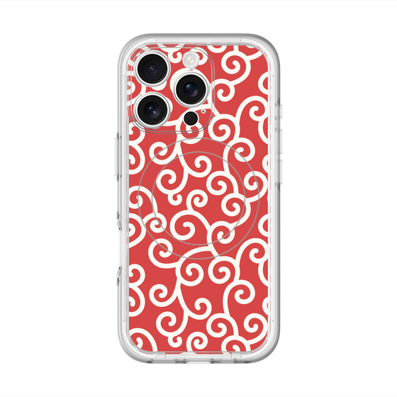 スリムプロテクションプレミアムケース with MagSafe［ 唐草模様 - Red ］