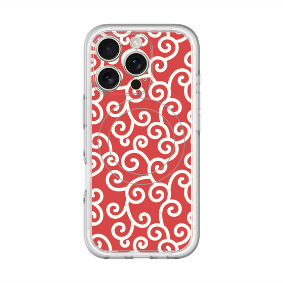 スリムプロテクションプレミアムケース with MagSafe［ 唐草模様 - Red ］