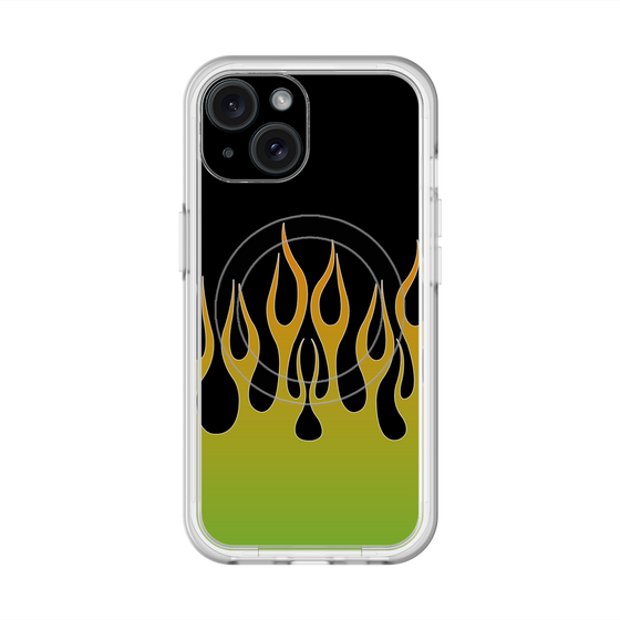 スリムプロテクションプレミアムケース with MagSafe［ 炎 - Green ］