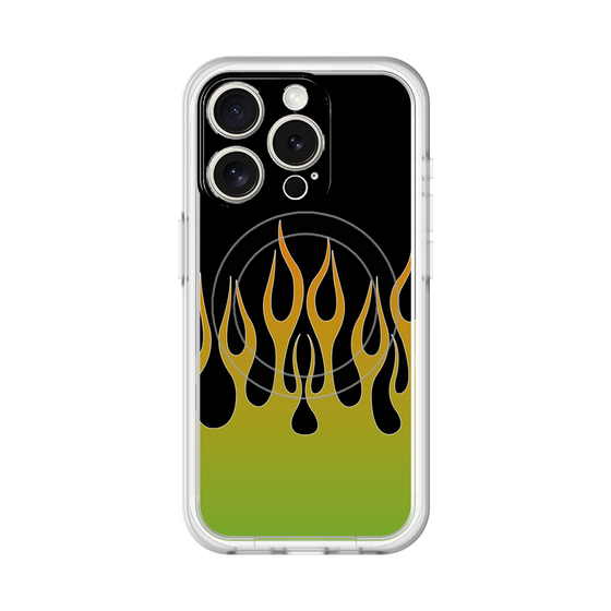 スリムプロテクションプレミアムケース with MagSafe［ 炎 - Green ］