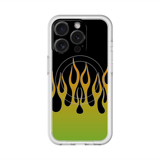 スリムプロテクションプレミアムケース with MagSafe［ 炎 - Green ］