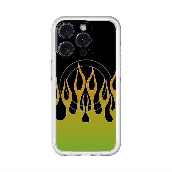 スリムプロテクションプレミアムケース with MagSafe［ 炎 - Green ］