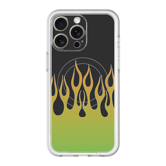 スリムプロテクションプレミアムケース with MagSafe［ 炎 - Green ］