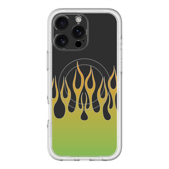 スリムプロテクションプレミアムケース with MagSafe［ 炎 - Green ］