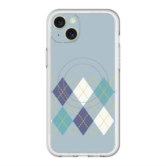 スリムプロテクションプレミアムケース with MagSafe［ Nordic Argyle - Blue ］