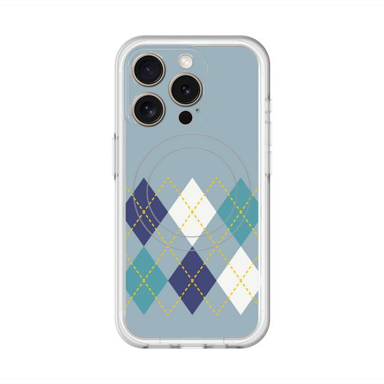 スリムプロテクションプレミアムケース with MagSafe［ Nordic Argyle - Blue ］