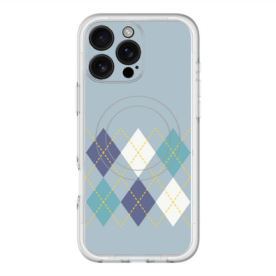 スリムプロテクションプレミアムケース with MagSafe［ Nordic Argyle - Blue ］