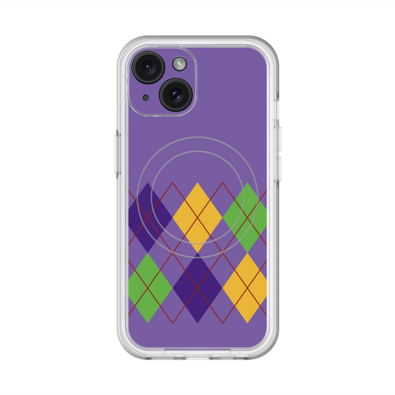 スリムプロテクションプレミアムケース with MagSafe［ Nordic Argyle - Purple ］