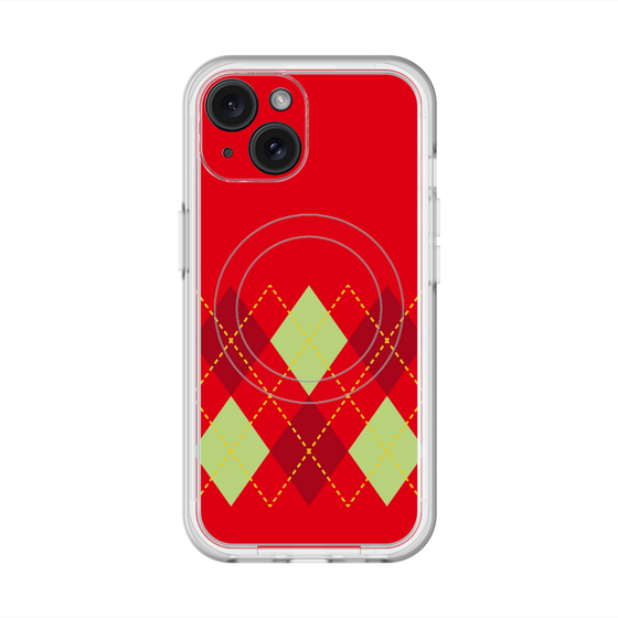 スリムプロテクションプレミアムケース with MagSafe［ Nordic Argyle - Red ］