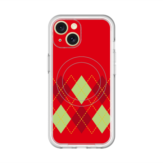 スリムプロテクションプレミアムケース with MagSafe［ Nordic Argyle - Red ］