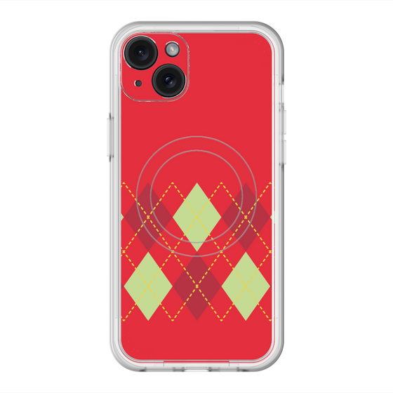 スリムプロテクションプレミアムケース with MagSafe［ Nordic Argyle - Red ］