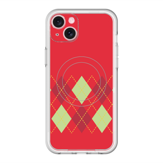 スリムプロテクションプレミアムケース with MagSafe［ Nordic Argyle - Red ］