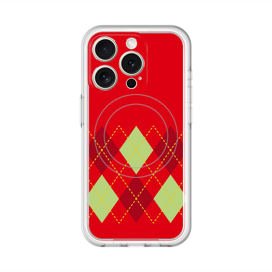 スリムプロテクションプレミアムケース with MagSafe［ Nordic Argyle - Red ］