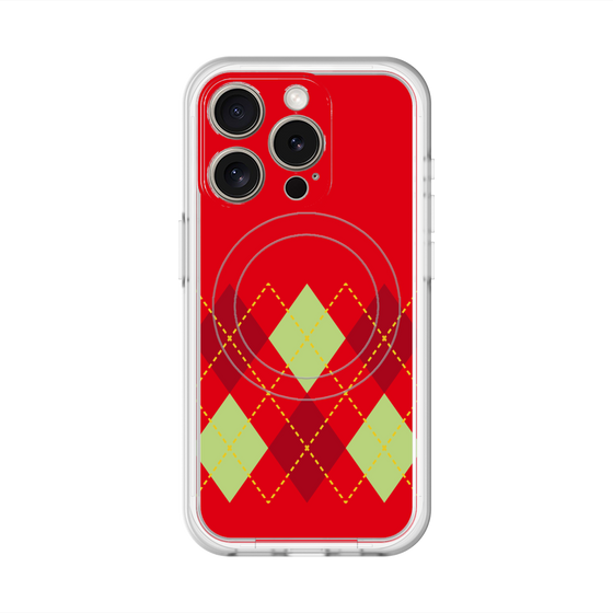 スリムプロテクションプレミアムケース with MagSafe［ Nordic Argyle - Red ］