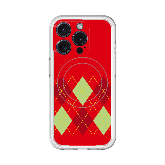 スリムプロテクションプレミアムケース with MagSafe［ Nordic Argyle - Red ］