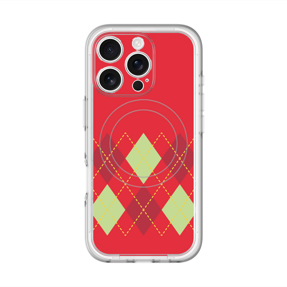 スリムプロテクションプレミアムケース with MagSafe［ Nordic Argyle - Red ］